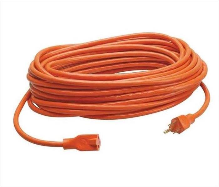 An orange extension cord is shown